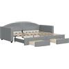 vidaXL Letto da giorno allungabile con cassetti grigio chiaro 90x190 cm in tessuto