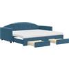 vidaXL Divano letto estraibile con cassetti Blu 90x200 cm Velluto