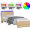 vidaXL Struttura letto con testiera e luci LED rovere Sonoma 90x190cm