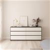 Dmora - Credenza Giselle, Buffet da Soggiorno, Madia da Salotto, Dispensa da Cucina, 154x50 h70 cm, Cemento e Bianco Lucido