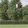 Molumvel Bandiera italiana con asta telescopica, 5,5 m, in alluminio, con manicotto da terra, per giardino e eventi sportivi, 90 x 150 cm