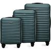 WITTCHEN Skyspeed Line Set di 3 valigie Valigia da viaggio Rolling Trolley Bagaglio a mano rigide in ABS con serratura a combinazione Manico telescopico 4 ruote verde Ryanair/ITA Airways