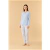 NOIDINOTTE PIGIAMA DONNA COTONE MANICA LUNGA FA009462 NOIDINOTTE CERULEO