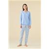 NOIDINOTTE PIGIAMA DONNA COTONE MANICA LUNGA FA009464 NOIDINOTTE CERULIO