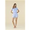 NOIDINOTTE PIGIAMA DONNA COTONE MEZZA MANICA FA009569 NOIDINOTTE CERULEO