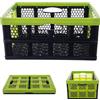KADAX Cassetta Pieghevole in Plastica Con Manici, 47 x 34 x 21,5 cm, Cestino per Studio (Nero-Verde)