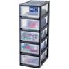 Iris Ohyama, Piccolo Cassetto Portaoggetti, Torre Portaoggetti per Ufficio, 7L, 5 Cassetti, Nero, Compatto, Resistente, Impilabile, per Bagno, Piccolo fai da te, Scaffali, Plastica, Cassetto, MSD-1