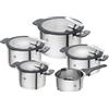 ZWILLING Simplify batteria di pentole acciaio inox 5 pezzi, con funzione di versamento, manici Stay-Cool, adatta all'induzione, argento