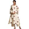 ANNI Designer Abiti coordinati da donna, regular fit, in rayon viscosa stampata, kurta dritta con pantaloni, Borgogna, Small