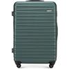 WITTCHEN Valigia da viaggio grande trolley check-in guscio rigido ABS 4 ruote piroettanti chiusura a combinazione maniglia telescopica Groove Line verde Ryanair/ITA Airways/easyJet/Wizz Air