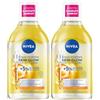 NIVEA Acqua Micellare Skin Glow 400 ml, Struccante viso e occhi con 5% siero + Aminoacid Complex, Detergente viso, occhi e labbra senza risciacquo per pelli spente e sensibili (Confezione da 2)
