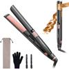 BESTOPE MIX Piastra Capelli 2in1, 15S Riscaldamento, 80-230°C, Rosa e Nero | Piastra Ceramica LCD Display, Capelli ricci e capelli lisci, per Capelli Spessi e Crespi, Custodia e Guanto Inclusi