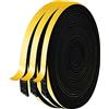 AiQInu Guarnizione Finestra Autoadesiva, 3 Rotoli 12x3mm 15m Schiuma Nastro Paraspifferi Porta, Alta Densità Neoprene Adesivo Isolamento Nastro Sigillante per Anti Freddo, Rumore e Collisione