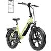 Bodywel F20pro 4.0 Fat E Bike è una bicicletta elettrica da 250W con batteria da 48V freni idraulici funzione APP Città bici elettriche uomini e donne (F20PRO 20AH Verde)