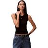 Calvin Klein Donna Canotta Woven Label Cut-out sul Retro, Nero (Black), M