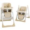 ONNWIN Seggiolone Pappa Portatile, Seggiolone Evolutivo con Vassoio Doppio Rimovibile, 4 Posizioni di Reclinazione e 5 Posizioni di Altezza Seggiolone per Bambini da 6-36 mesi, Beige 01