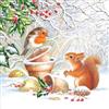 Serviette Winter 20 Tovaglioli Scoiattolo/Uccello in Inverno/Animali/Natale/Robin, 3 Strati, Carta, Marrone