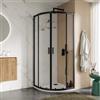 DEGHI Box doccia 80x80 cm semicircolare scorrevole con vetro trasparente e profilo nero 190h - Mirea