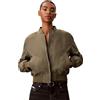 Calvin Klein Donna Bomber Essential Nylon Jacket Impermeabile, Verde (Dusty Olive), M