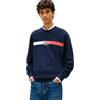 Tommy Jeans Tjm Reg Sign Stripe Cnck Ext Dm0dm23019 Felpa Pullover Uomo (Pacco da 1)