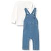 Tommy Hilfiger Neonati Set Salopette in Denim e Maglietta, Blu (Denim Medium 01), 74