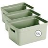 SUNWARE perfectly organised Sunware Sigma Home scatola portaoggetti 13L verde - 35x24.6x18.3cm - contenitore organizer impilabile - scatola plastica casa (Confezione da 3)