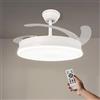 M mimotec - White Olga Ventilatore da Soffitto LED 66W con Luce CCT Regolabile e Intensità Variabile, Motore DC 30W + LED 36W, Silenzioso, 6 Velocità, 4 Pale Retrattili, Timer