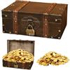 Mineup Scrigno Del Tesoro Vintage, Cassetta Legno Scrigno Del Tesoro, Vintage Cassaforte In Legno con Lucchetto, Forziere Del Tesor, Scatola in Legn per Stoccaggio e Deco(24x17x10cm)