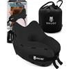 SNUGL Cuscino da Viaggio Ergonomico - Cuscino Aereo in Memory Foam - Cuscino Cervicale da Viaggio - Cuscino Cervicale per Dormire - Supporto Collo per Aereo, Auto, Treno | (Nero - Adulto Regolare)