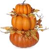 Oairse zucca artificiale decorazione autunno 28 cm centrotavola autunnale con foglie finte e bacche, decorazione zucca per il Ringraziamento Halloween vendemmia regalo mensola decorazione autunnale