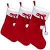 COM-FOUR® 3x Calza di Natale premium XL da riempire, Stivali di Babbo | Decorazione natalizia con pompon - Calza Befana