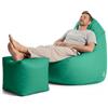 Avalon - Puff Poltrona Sacco Gigante con Poggiapiedi Jive Deluxe Sfoderabile, Pouf di Qualità Sartoriale, Bean Bag per Sedersi Ergonomico, Tessuto Antistrappo Impermeabile, Made in IT (Verde smeraldo)