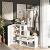 SACOOL Armadio compatto con scarpiera, specchio, appendiabiti e 2 cassetti, per ingresso, bianco, 120 x 35 x 175,5 cm