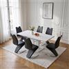 JIEXI Set di 6 tavoli da pranzo espandibili, bianco lucido con 6 sedie in poliuretano nero, moderno tavolo con piedistallo per cucina, sala da pranzo