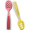 NumNum Cucchiaini Silicone Neonato - Set Svezzamento 2 Cucchiai Rosso/Giallo per Neonati e Bambini