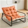 HomeMiYN Poltrona soggiorno, sedia da giardino con cuscino girevole, giardino, sdraio, balcone, mobili in acciaio, sedia imbottita per 2 persone, sedia da giardino, per esterni, sedia relax, balcone