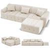 COMHOMA Divano Angolare, 245 x 60 x 40 cm, Divano Modulare con Funzione Letto, Divano Letto, Divano a L per Soggiorno, Confezionato Sotto Vuoto, Combinabile Flessibilmente con Pouf Ottomano, Beige