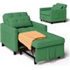 Xbro Poltrona Letto Singolo 3 in 1 Pieghevole, Divano Letto Salvaspazio con Schienale Regolabile 110°-180°, Sedia Letto con Ruote e Tasche Laterali per Soggiorno Ufficio Camera, Verde