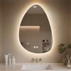 PINNIP Specchio Bagno con Luce, LED Specchio Ovale da Parete, Smart Mirror, Antifog, Dimmerabile 3 Colori, Vetro Temperato HD, Orizzontale/Verticale (Irregolare, 80 x 55 cm)