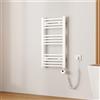 EMKE Scaldasalviette Elettrico Bagno,Curvo,75 x 40cm, 250W,Termoarredo Asciugamani da Bagno con WIFI Termostato,Bianco,Radiatore da Bagno