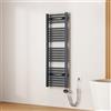 EMKE Scaldasalviette Elettrico Bagno,Curvo,120 x 40cm, 500W,Termoarredo Asciugamani da Bagno con WIFI Termostato,Antracite,Radiatore da Bagno