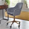 FineBuy Sedia da scrivania design FineBuy, grigia, con rotelle - rivestita in velluto imbottito | Sedia da ufficio regolabile in altezza e girevole | Poltrona girevole