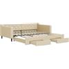 vidaXL Lettino allungabile con cassetti crema 100x200 cm in tessuto