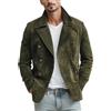Fatto a mano Giacca casual da uomo in pelle di agnello scamosciata verde oliva fatta a...