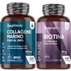 WeightWorld Collagene Marino Idrolizzato e Biotina Capelli Bundle,120 Capsule + 400 Microcompresse, da 1200mg per Dose, 100% Puro, Integratori per Capelli con Cheratina e Zinco, Vitamina B7 e Selenio, Senza OGM