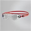 Speedo Junior Futura Classic Swimming Goggles | Anti-Fog | Anti-Leak, Red/Clear, One Size