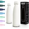 Motswedi Borraccia Termica 500ml, Borraccia Acciaio Inox, Doppio Isolamento Termico, Bottiglia Termica per Freddo e Caldo, Bottiglia d'Acqua a Prova di Perdite per Scuola, Lavoro, Ufficio, Bianco