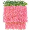 OUKEYI Ghirlanda di fiori artificiali di glicine, 12 m, in seta, da appendere, per interni ed esterni, casa, giardino, Natale, matrimoni, feste, decorazione (rosa scuro)