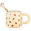 VollfitYYu Divertente tazza da caffè giraffa tazza da caffè con coperchio e cucchiaio in porcellana tazza da latte tazza da tè dolce regali per donne ragazze amici bambini (giallo)