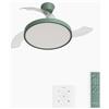 CREATE / WIND CLEAR STUDIO S/Ventilatore da soffitto con luce verde sage controllore da parete e telecomando / 40W, Temporizzatore, Ø 91 cm, pale retrattili, 3 temperature di luce, estate-inverno